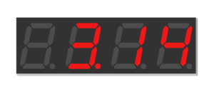 7-segment display showing 3.14 (pi)